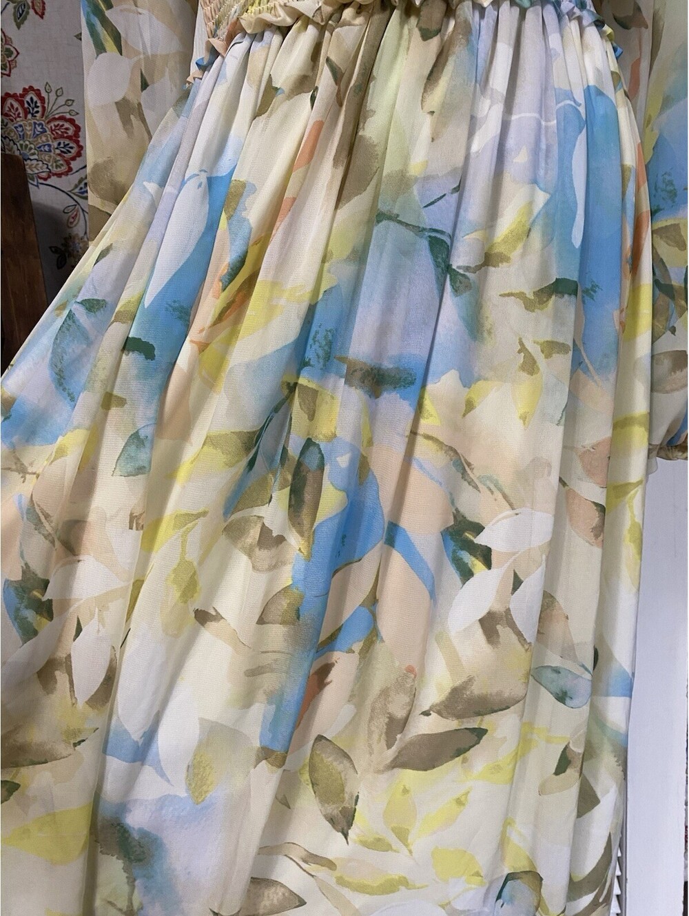 Laundry By Shelli Segal Los Angeles Floral Pastel Flowy Maxi Dress Wedding Guest - Picture 5 of 16